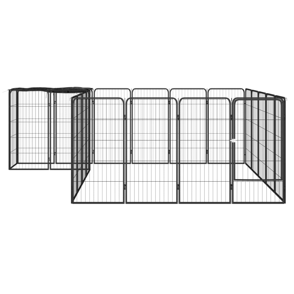 22-panel dog playpen black 50x100 cm powder-coated steel