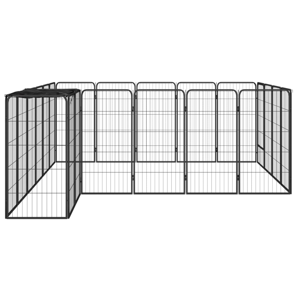 22-panel dog playpen black 50x100 cm powder-coated steel