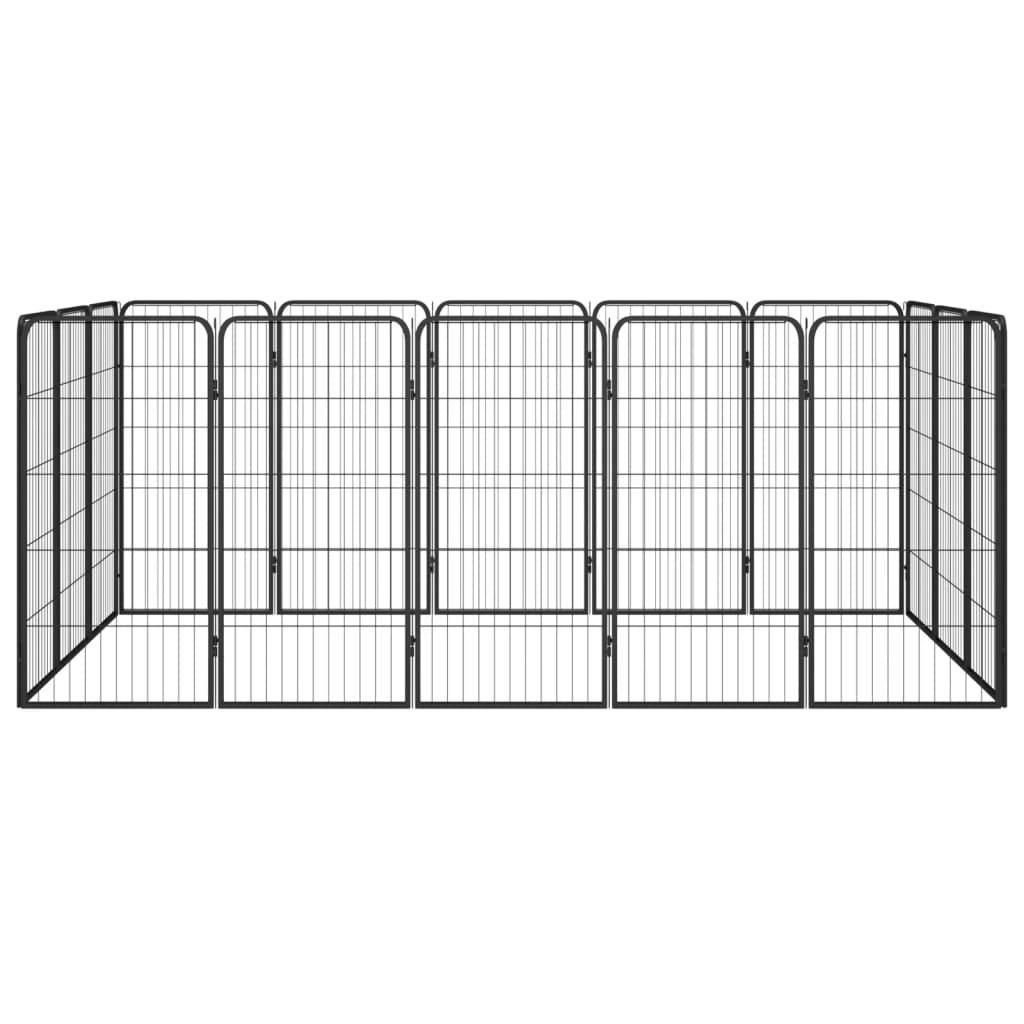 16-panel dog playpen black 50x100 cm powder-coated steel