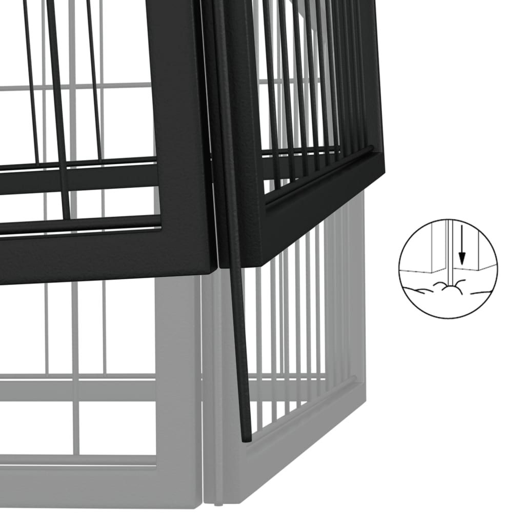 24-panel dog playpen black 50x100 cm powder-coated steel