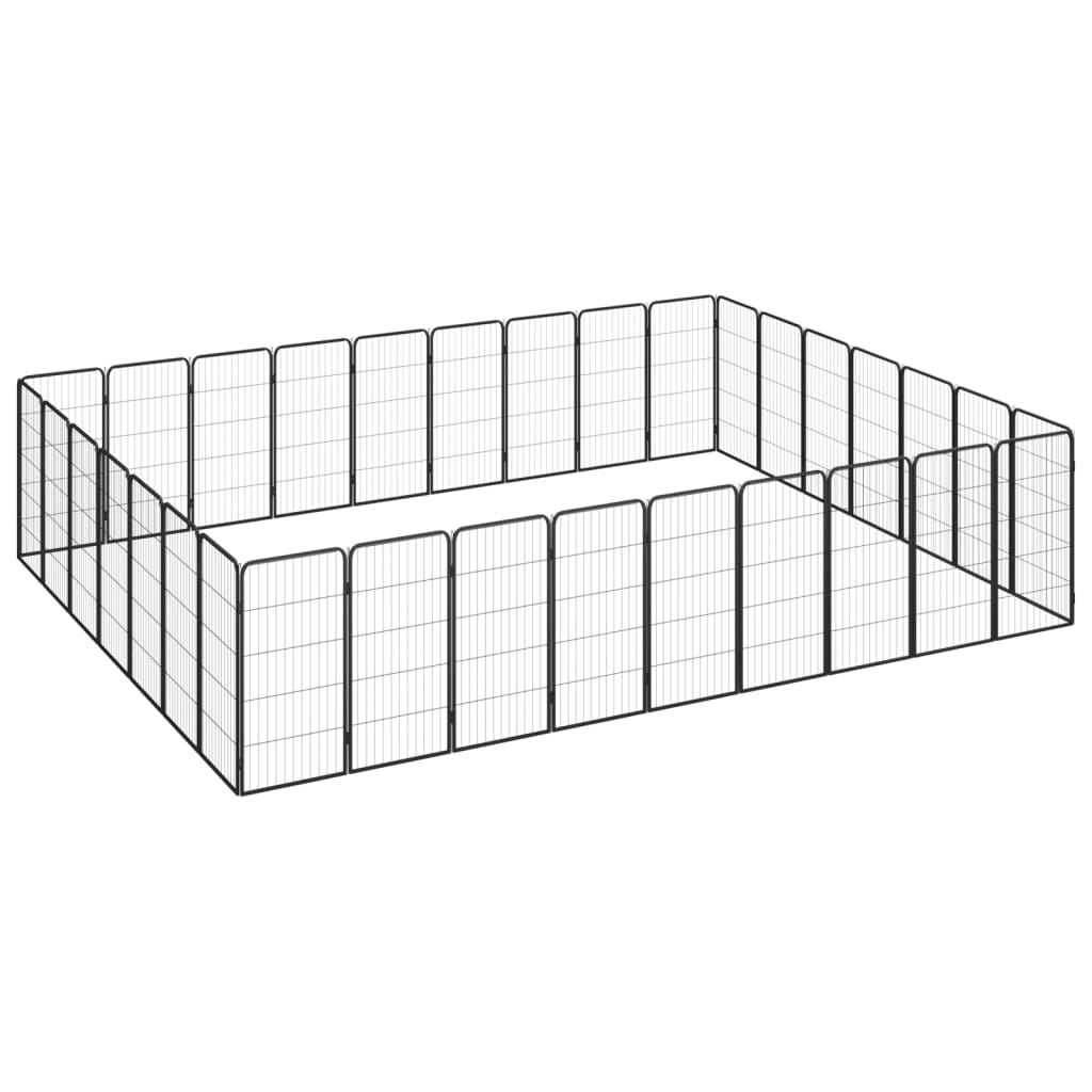 32-panel dog playpen black 50x100 cm powder-coated steel