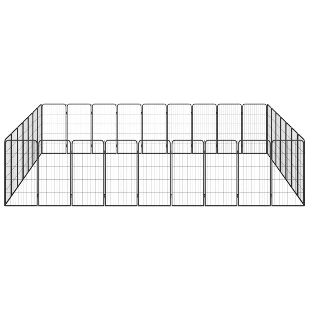 32-panel dog playpen black 50x100 cm powder-coated steel