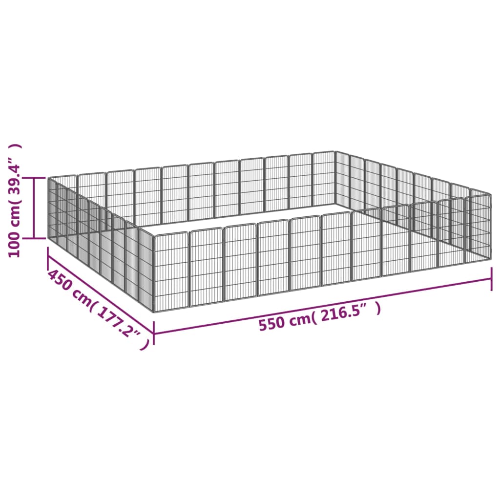 40 paneeliga koera mänguaed must 50x100 cm pulbervärvitud teras