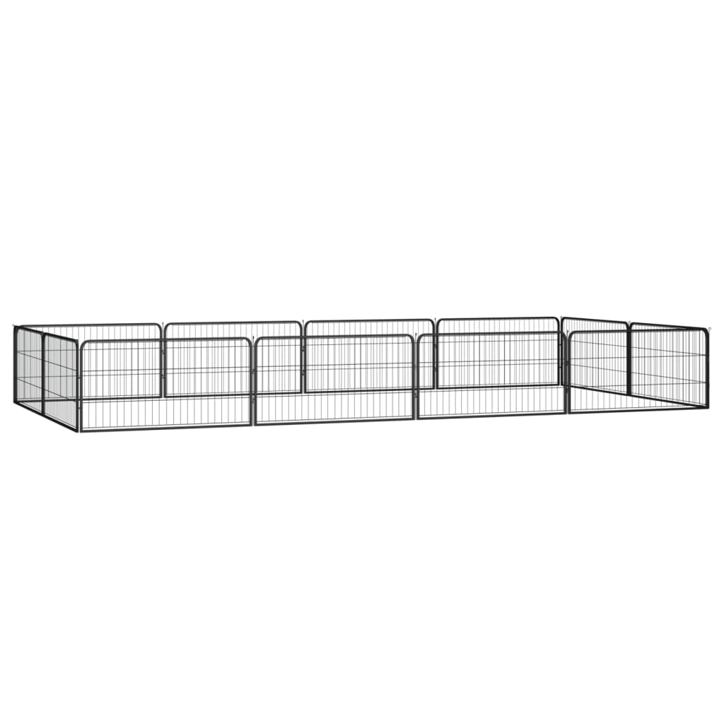 12-panel dog playpen black 100x50 cm powder-coated steel