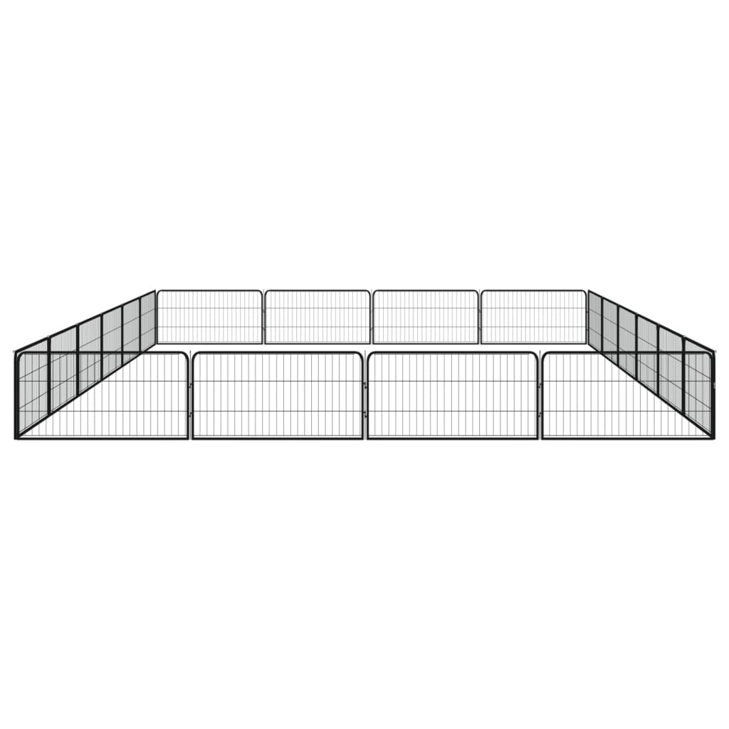 20-panel dog playpen black 100x50 cm powder-coated steel