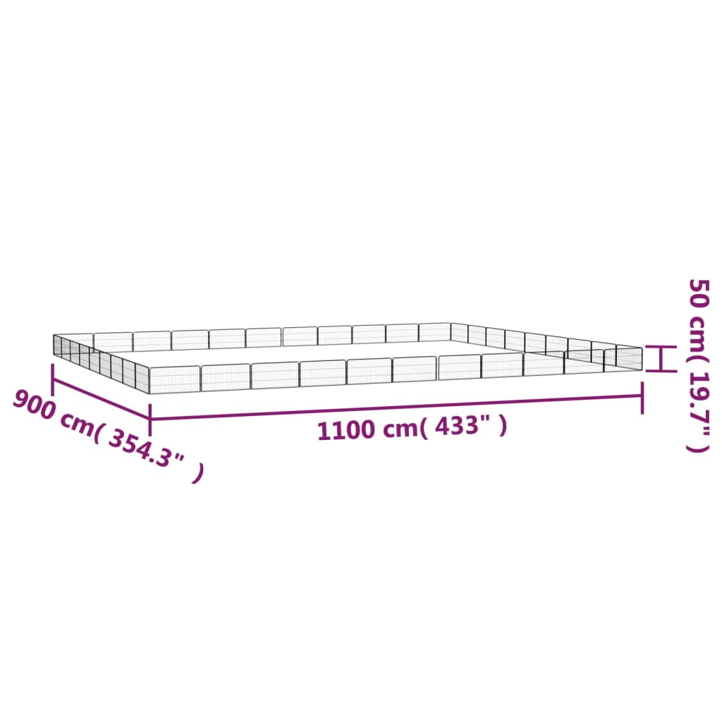 40 paneeliga koera mänguaed must 100x50 cm pulbervärvitud teras