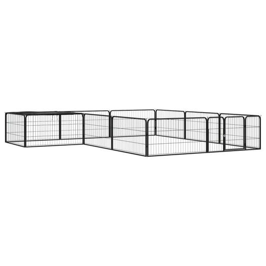 12-panel dog playpen black 100x50 cm powder-coated steel