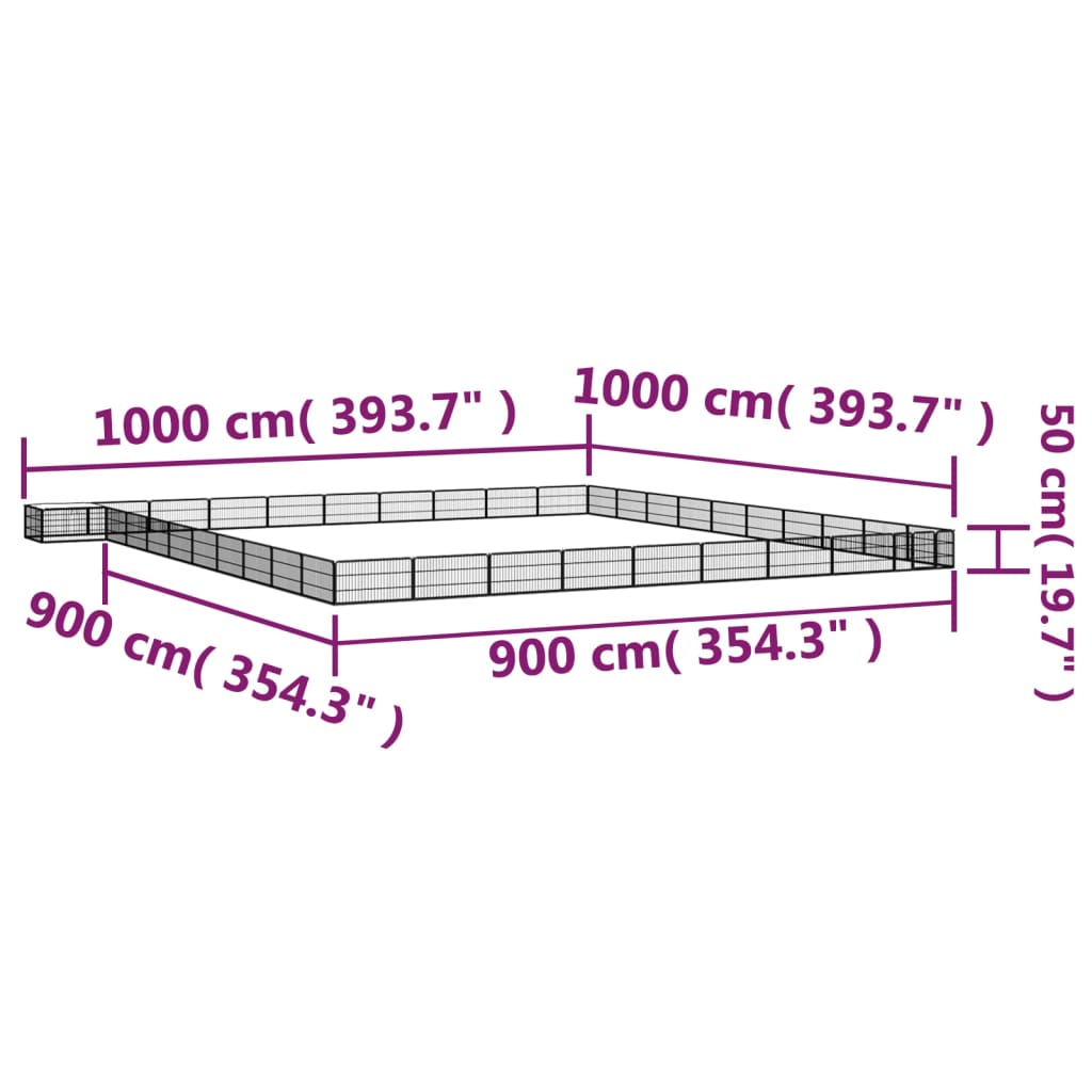 40 paneeliga koera mänguaed must 100x50 cm pulbervärvitud teras