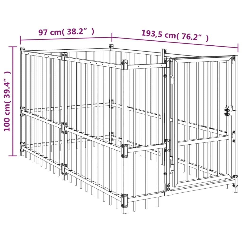 koeraaedik, must, 193,5 x 97 x 100 cm, teras