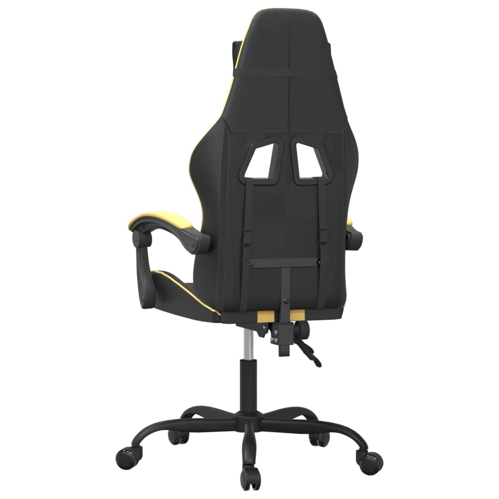 swivel gaming chair, black and gold, faux leather