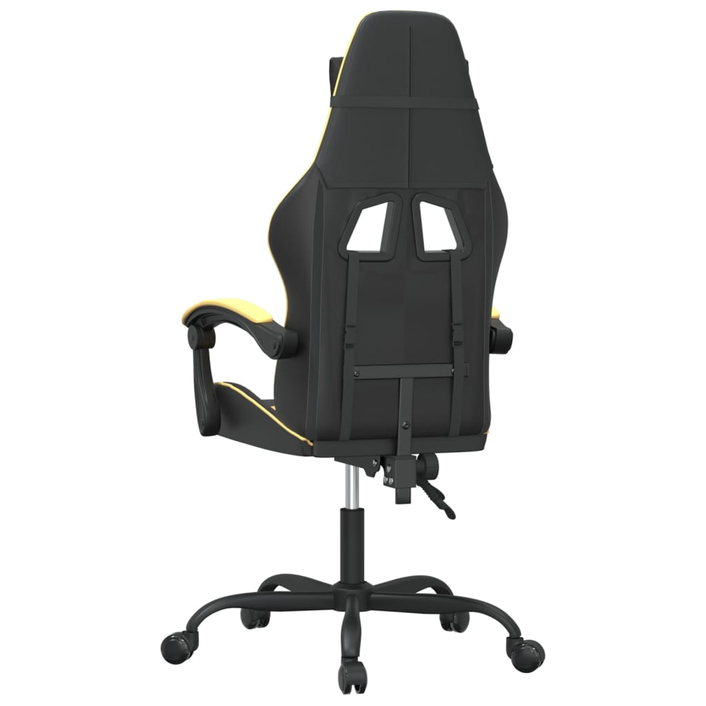 swivel gaming chair, black and gold, faux leather