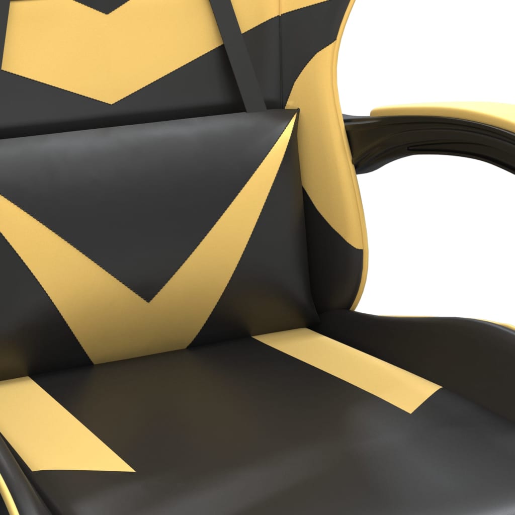 swivel gaming chair, black and gold, faux leather