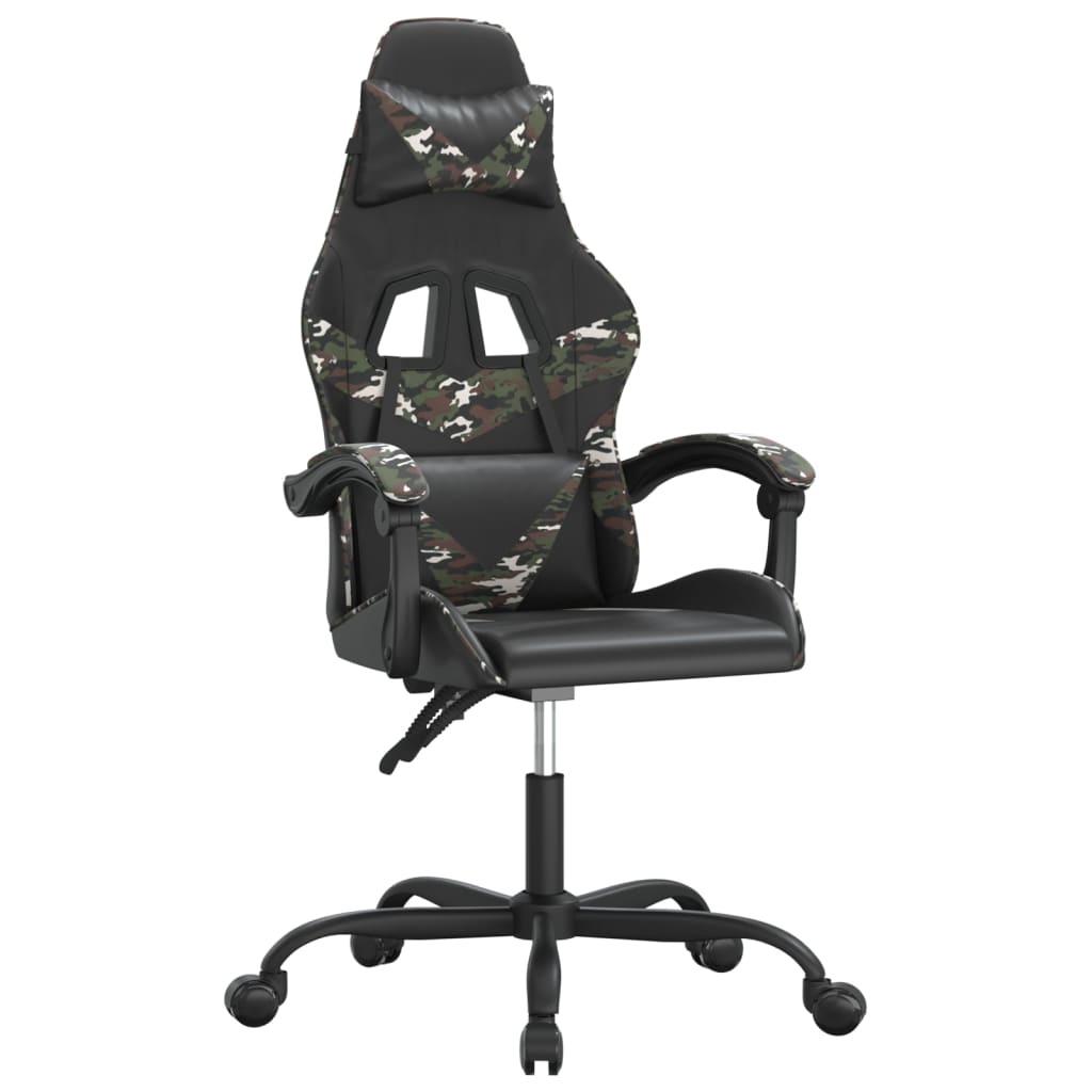 swivel gaming chair, black and camouflage, faux leather