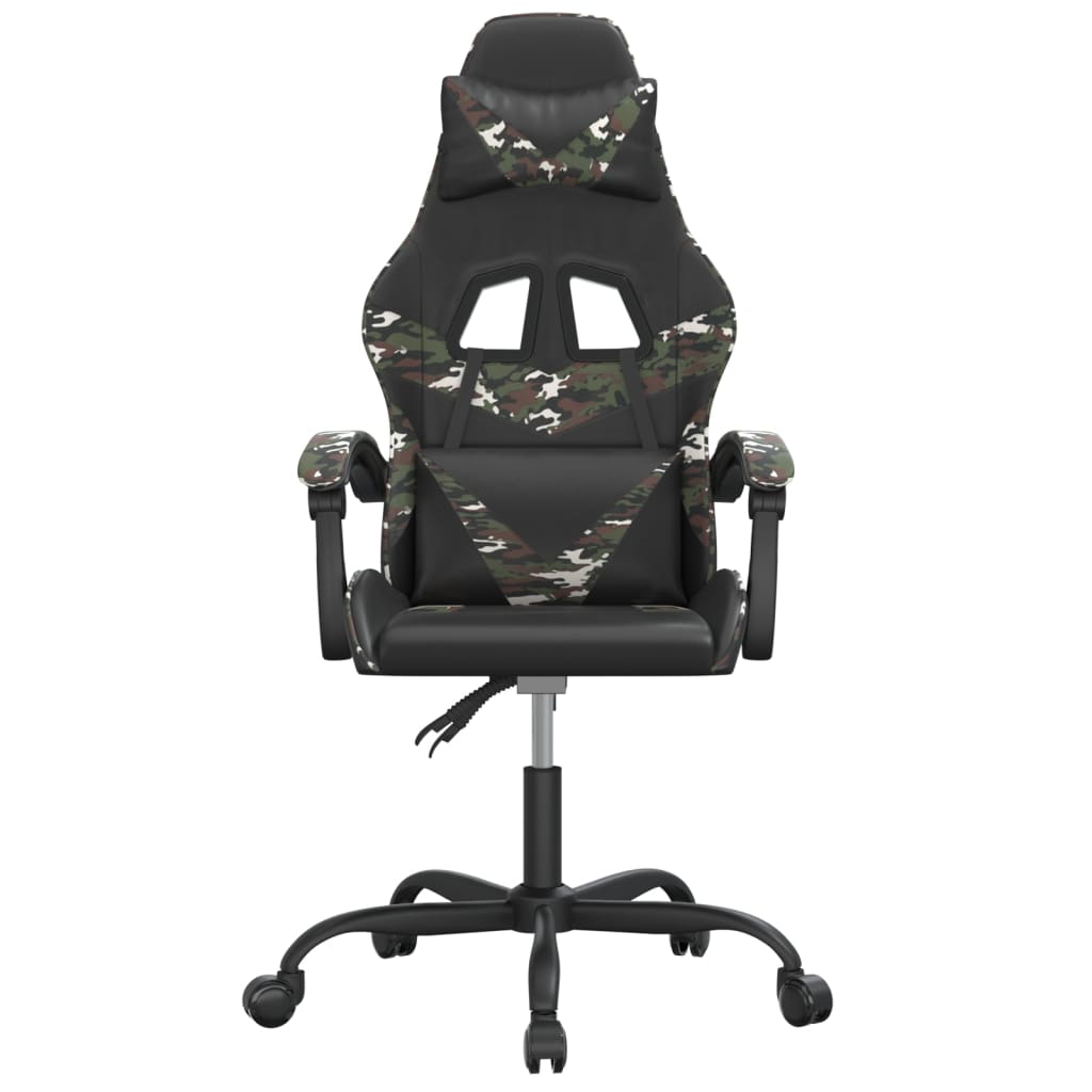 swivel gaming chair, black and camouflage, faux leather