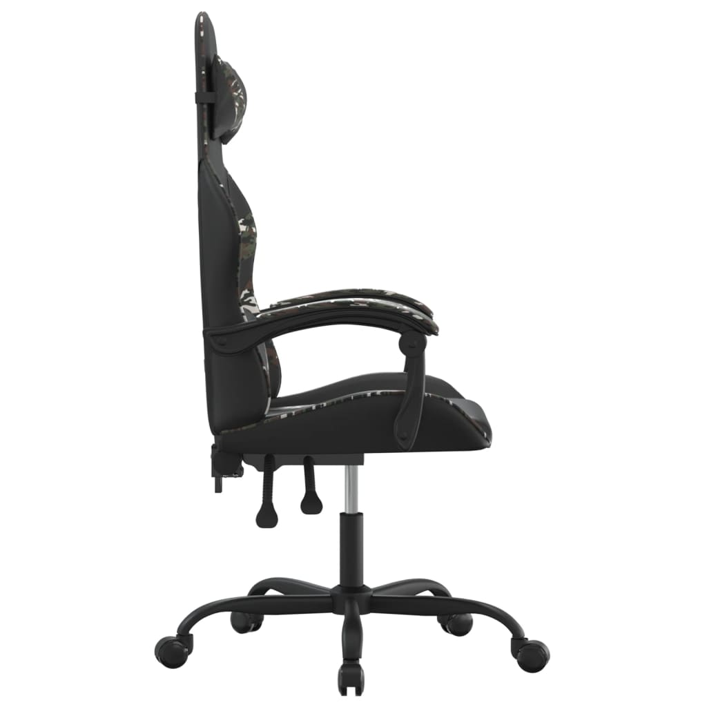 swivel gaming chair, black and camouflage, faux leather