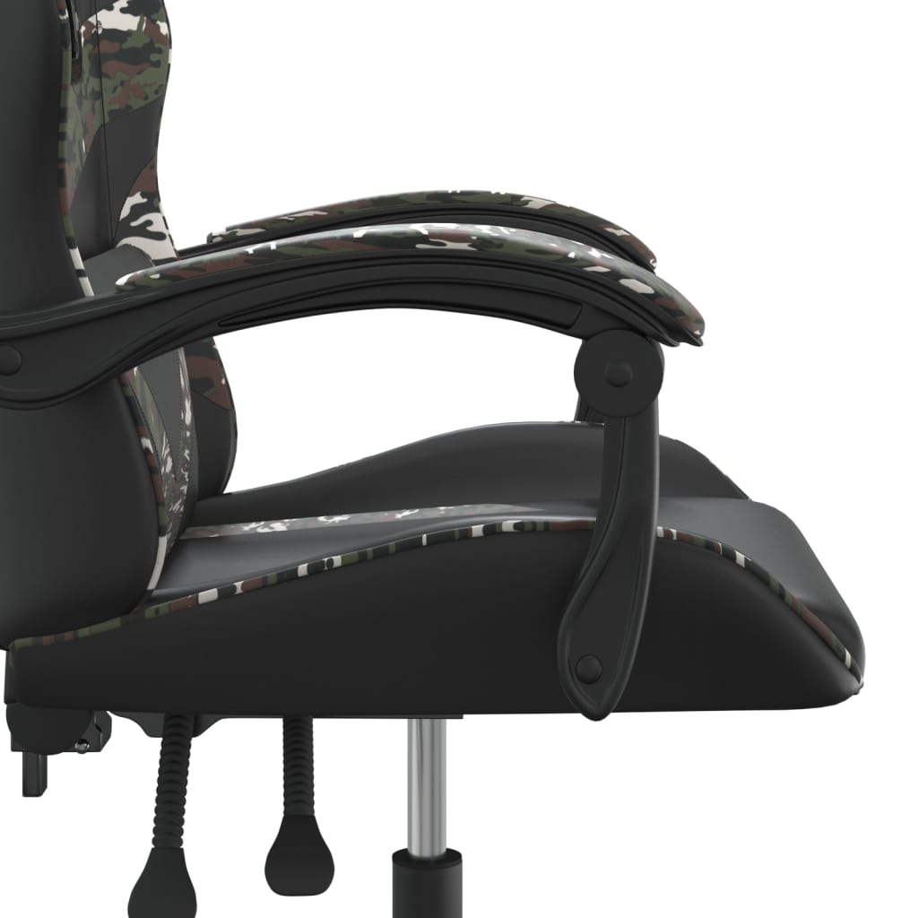 swivel gaming chair, black and camouflage, faux leather