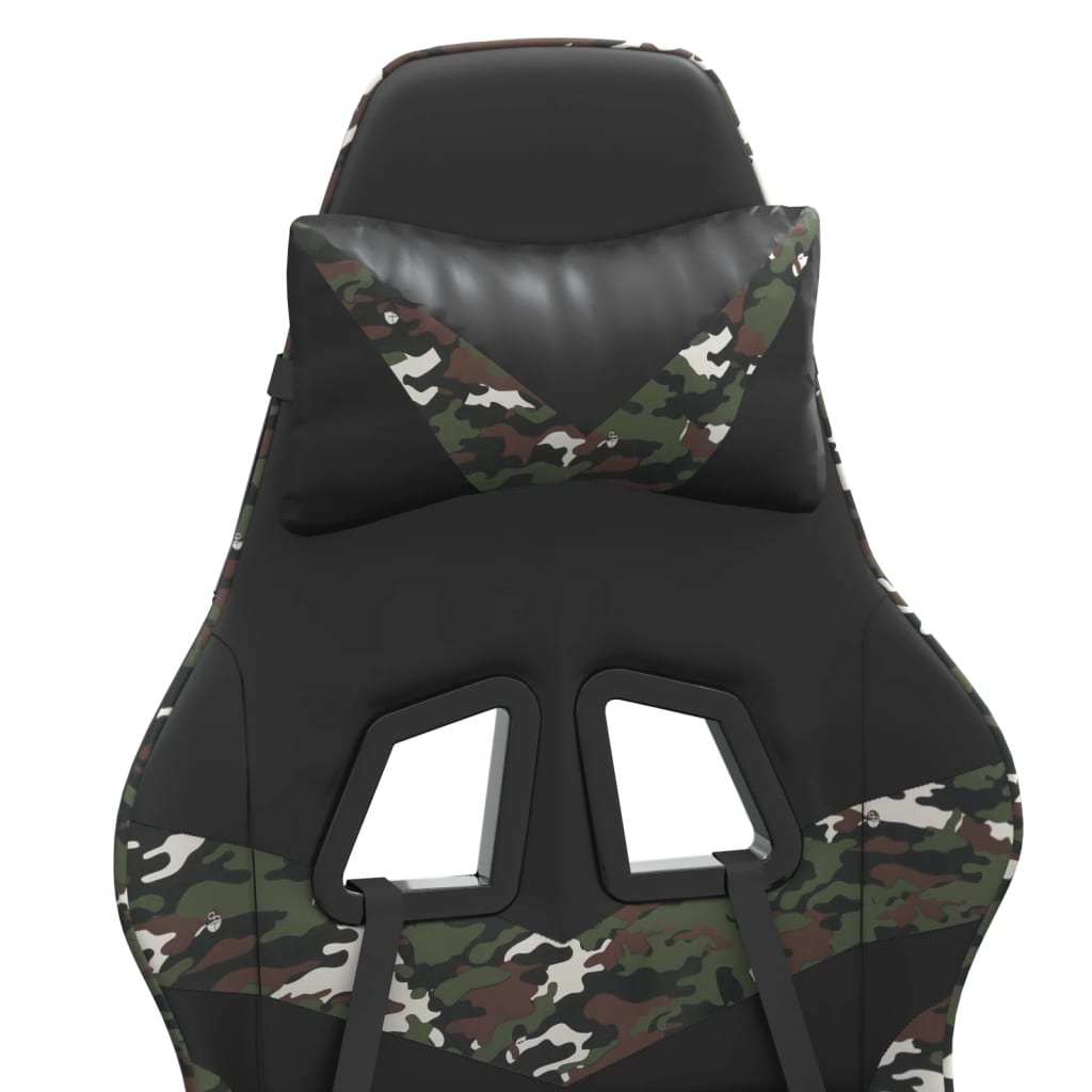 swivel gaming chair, black and camouflage, faux leather