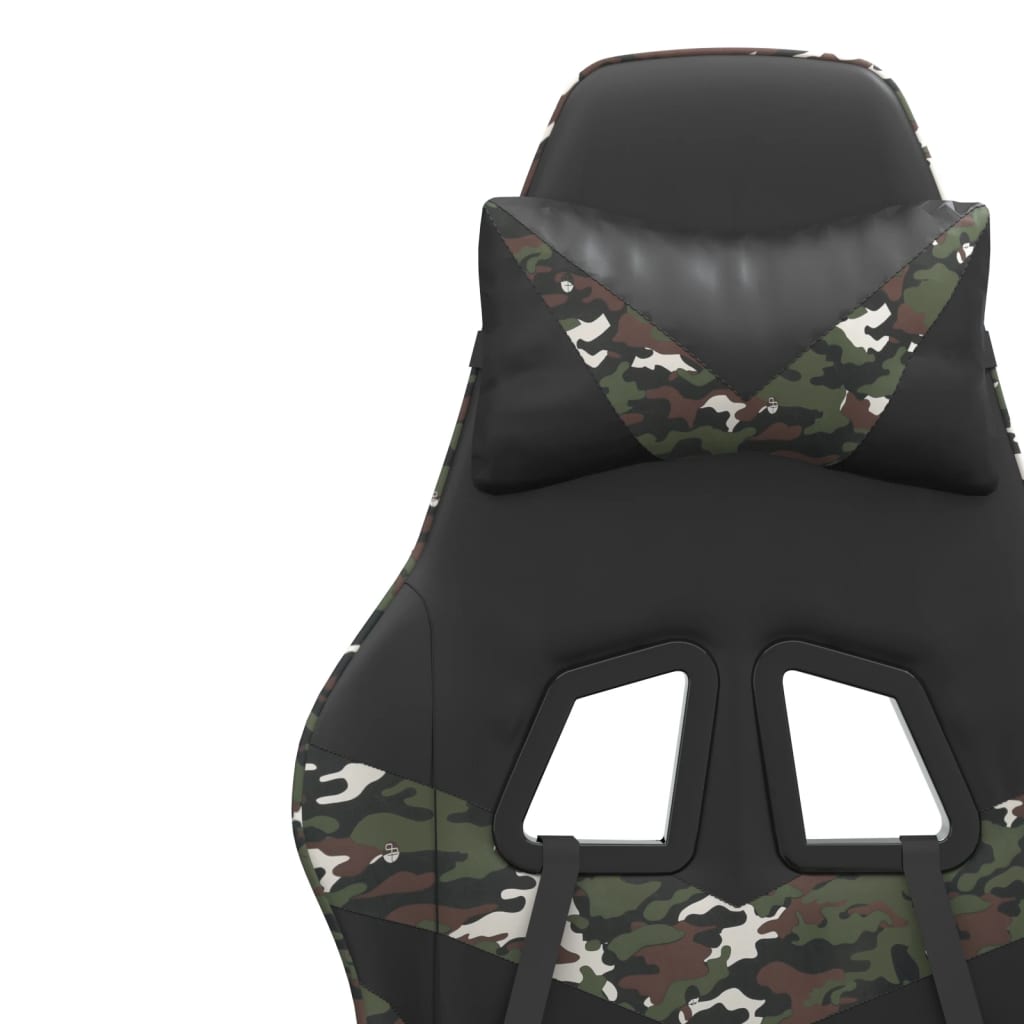 swivel gaming chair, black and camouflage, faux leather