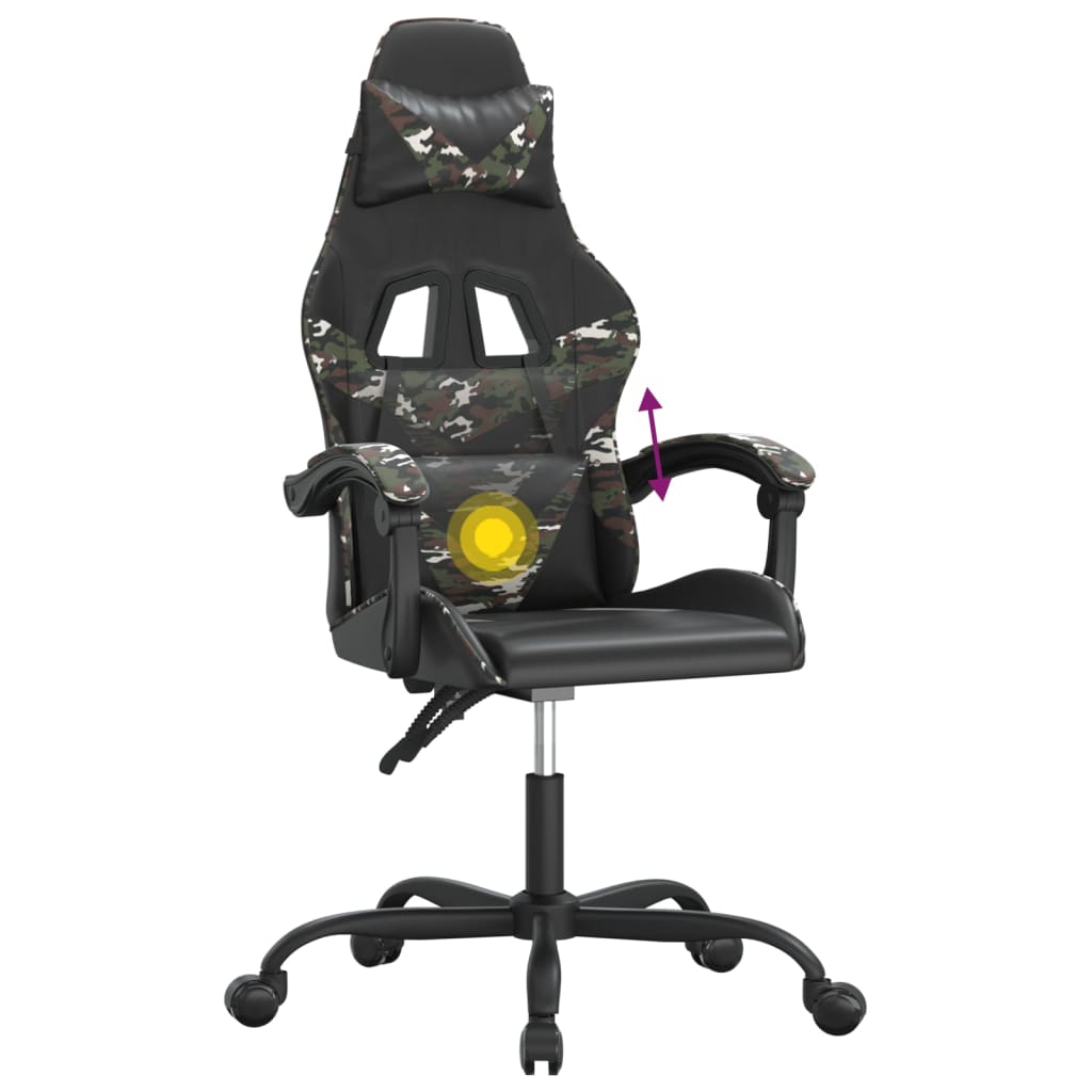 swivel gaming chair, black and camouflage, faux leather