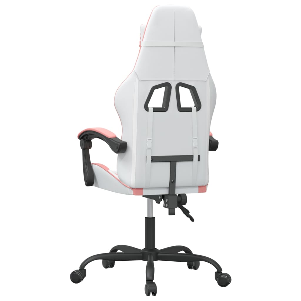 swivel gaming chair, white and pink, faux leather