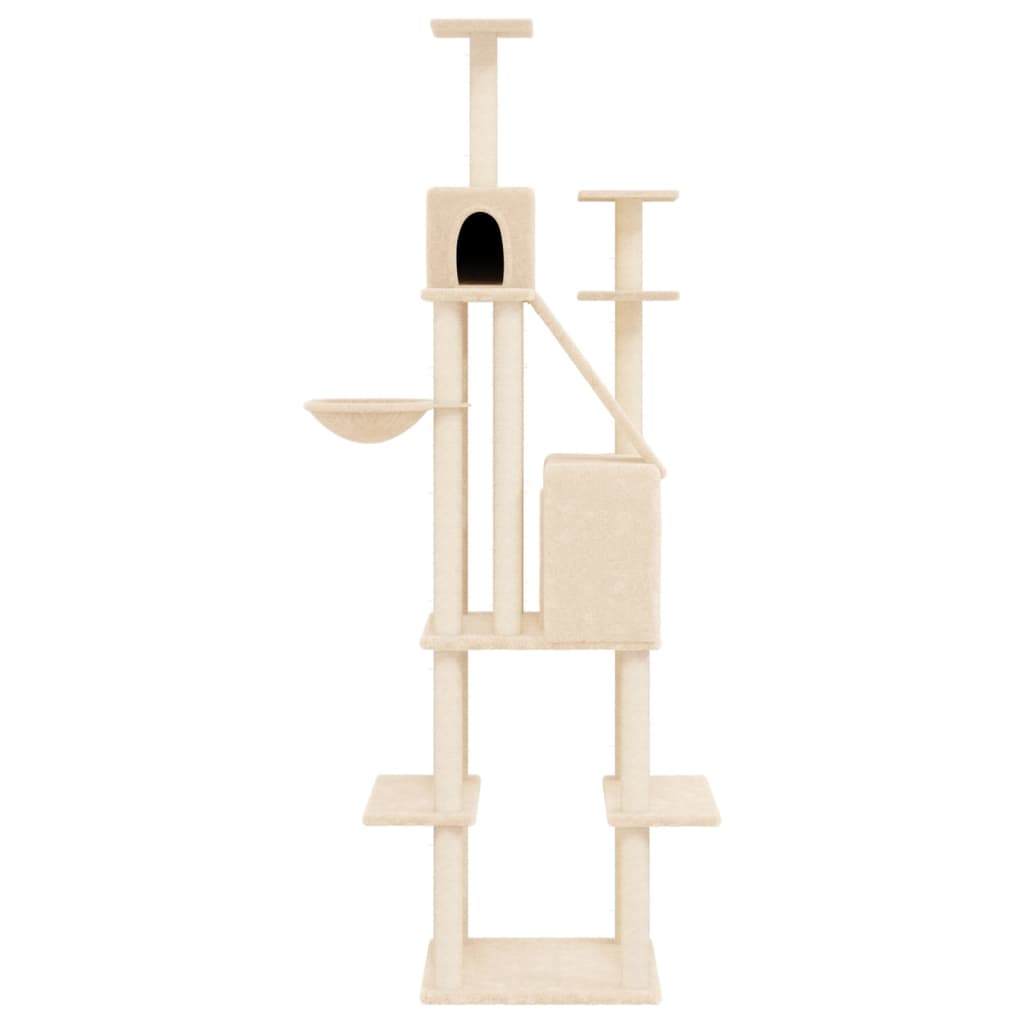 Cat house with sisal rope and scratching post, cream, 201 cm