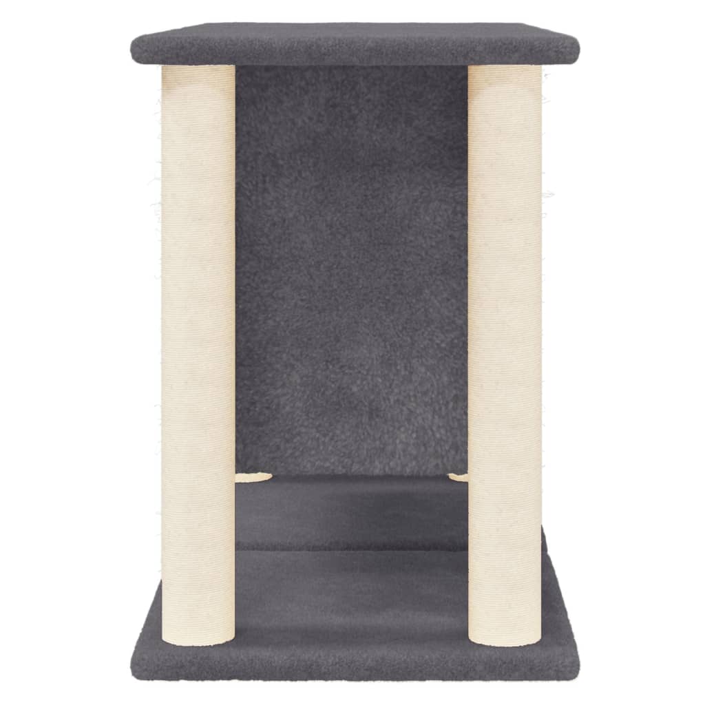 Cat house with sisal rope and scratching post, dark grey, 50 cm