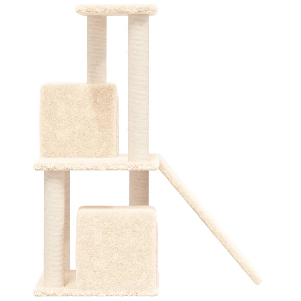 Cat house with sisal rope and scratching post, cream, 82 cm