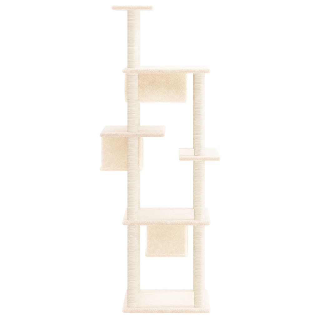 Cat house with sisal rope and scratching post, cream, 169 cm