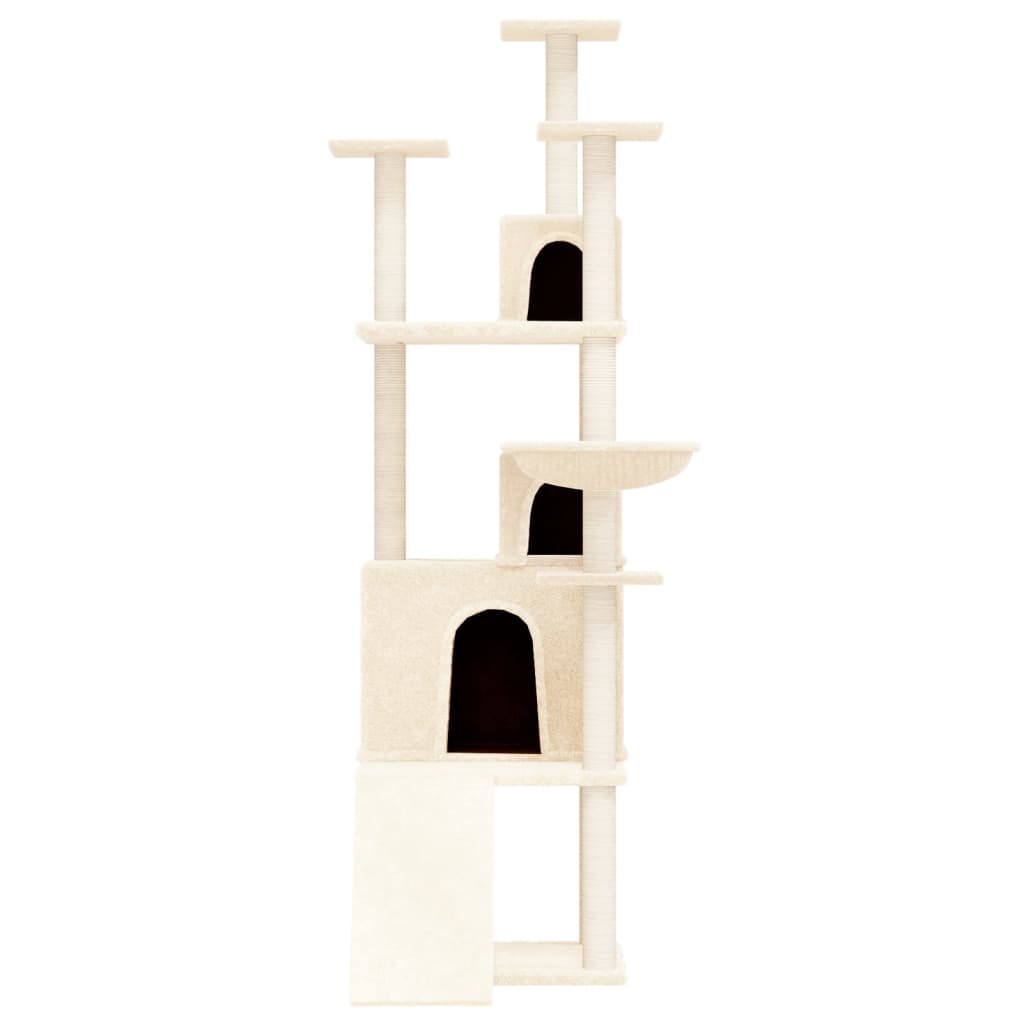 Cat house with sisal rope and scratching post, cream, 175 cm