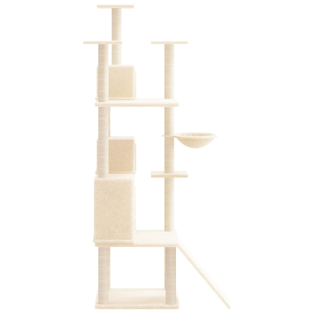 Cat house with sisal rope and scratching post, cream, 175 cm