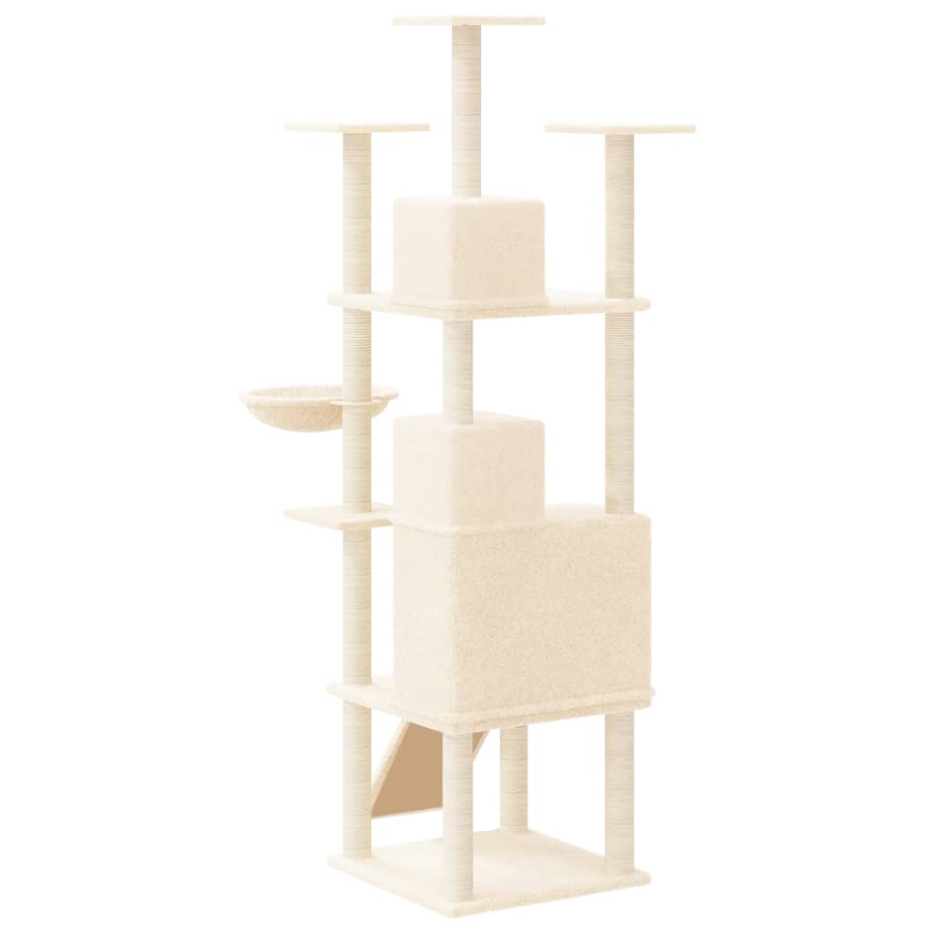 Cat house with sisal rope and scratching post, cream, 175 cm