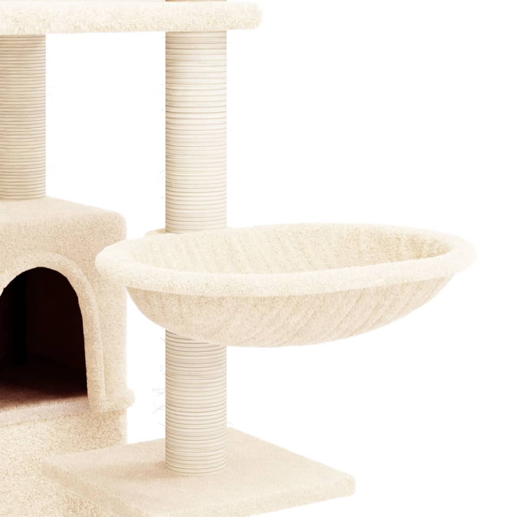 Cat house with sisal rope and scratching post, cream, 175 cm