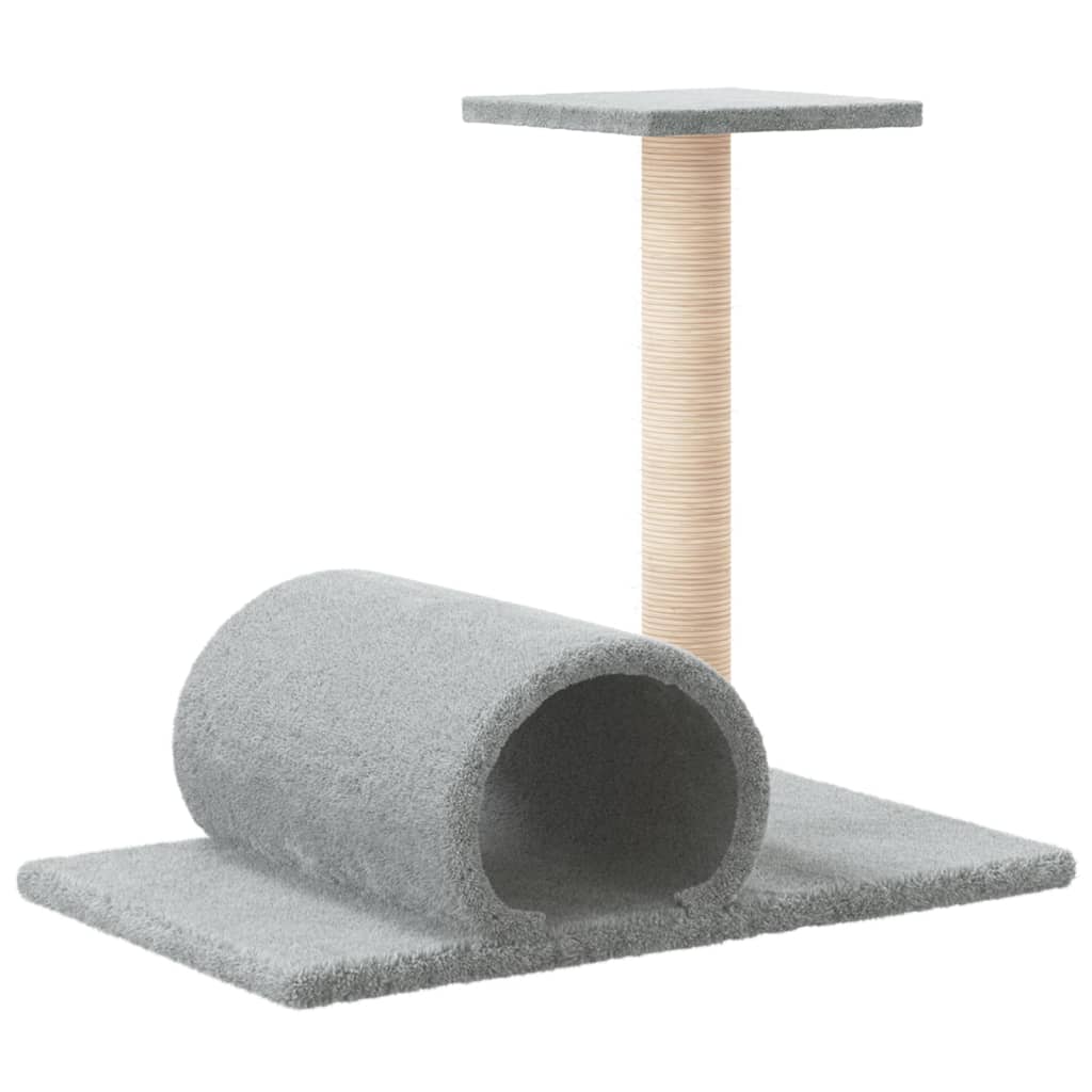 Cat scratching post with tunnel, light grey, 60 x 34.5 x 50 cm