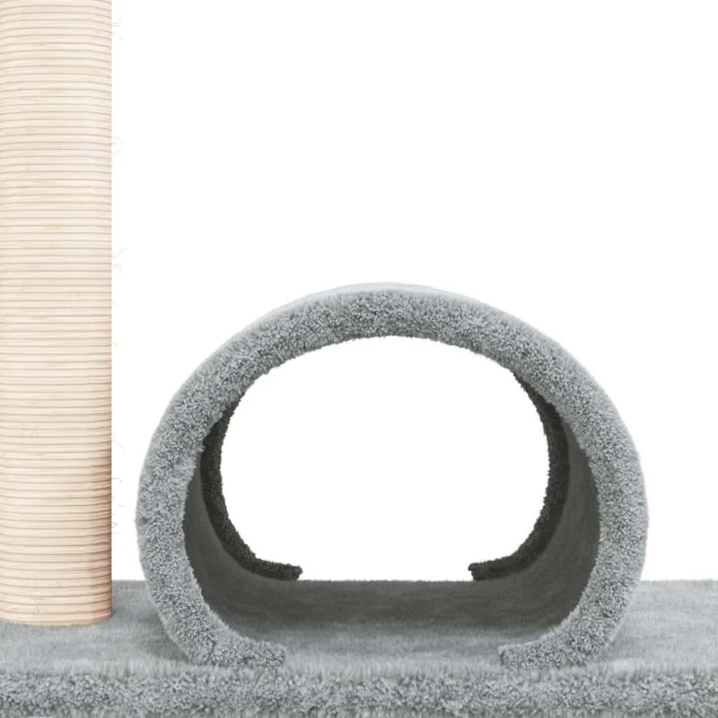 Cat scratching post with tunnel, light grey, 60 x 34.5 x 50 cm