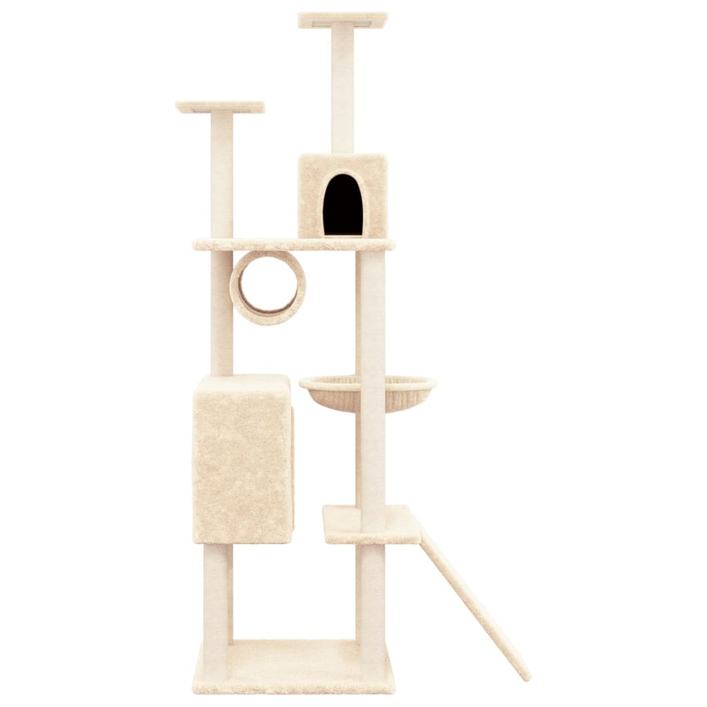 Cat house with sisal rope and scratching post, cream, 168 cm