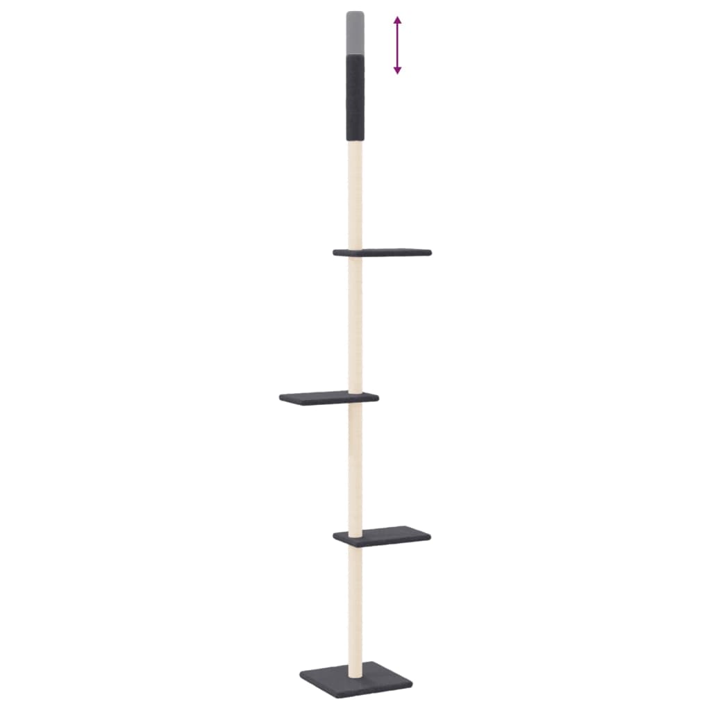 Floor-to-ceiling cat scratching post, dark gray, 267.5–297.5 cm