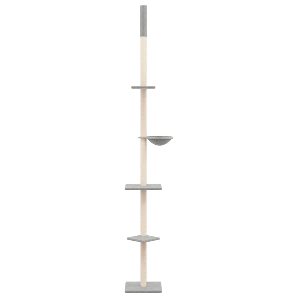 Floor-to-ceiling cat scratching post, light gray, 263.5 - 289.5 cm