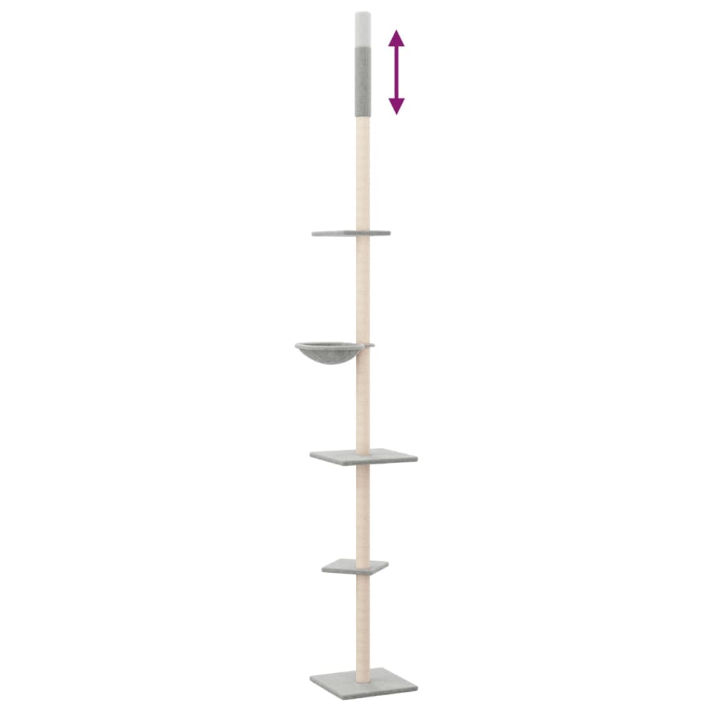 Floor-to-ceiling cat scratching post, light gray, 263.5 - 289.5 cm