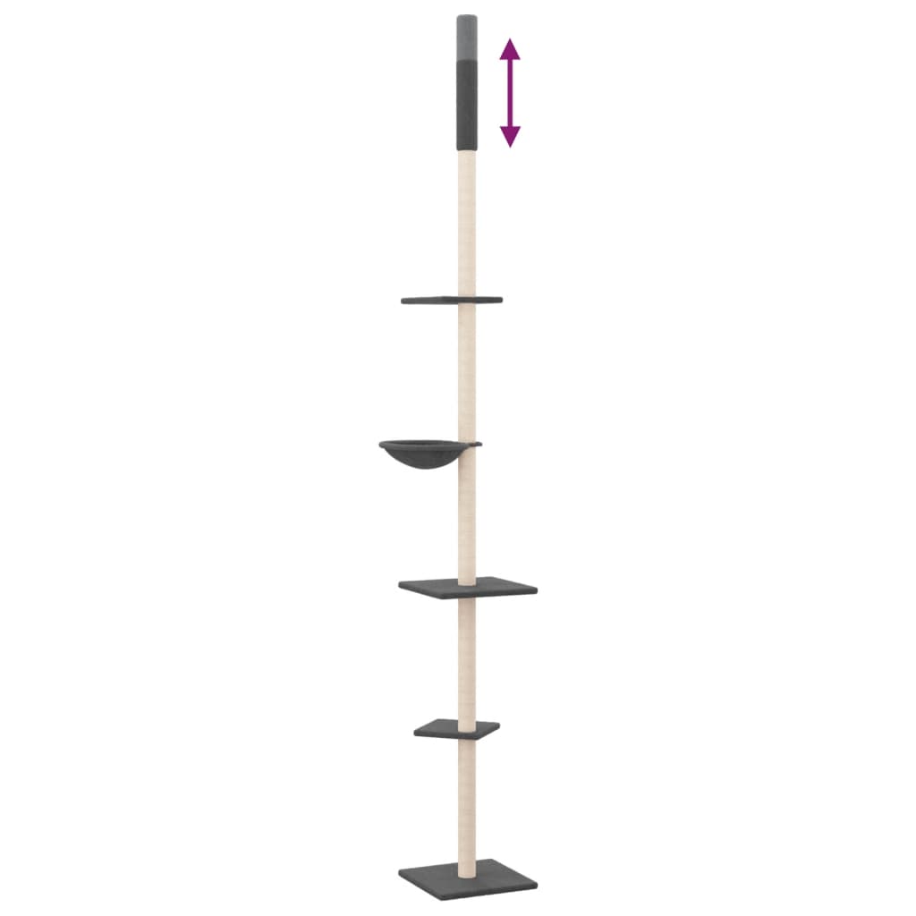 Floor-to-ceiling cat scratching post, dark gray, 263.5–289.5 cm