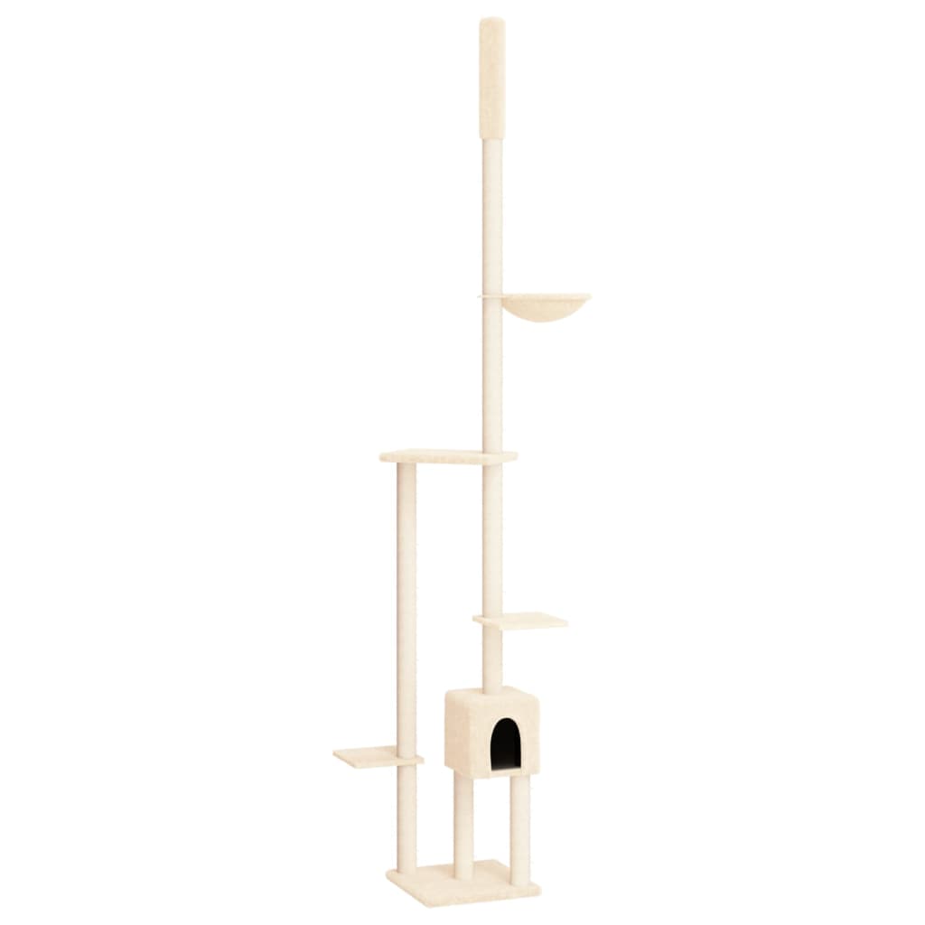 Floor-to-ceiling cat scratching post, cream, 258.5–284.5 cm