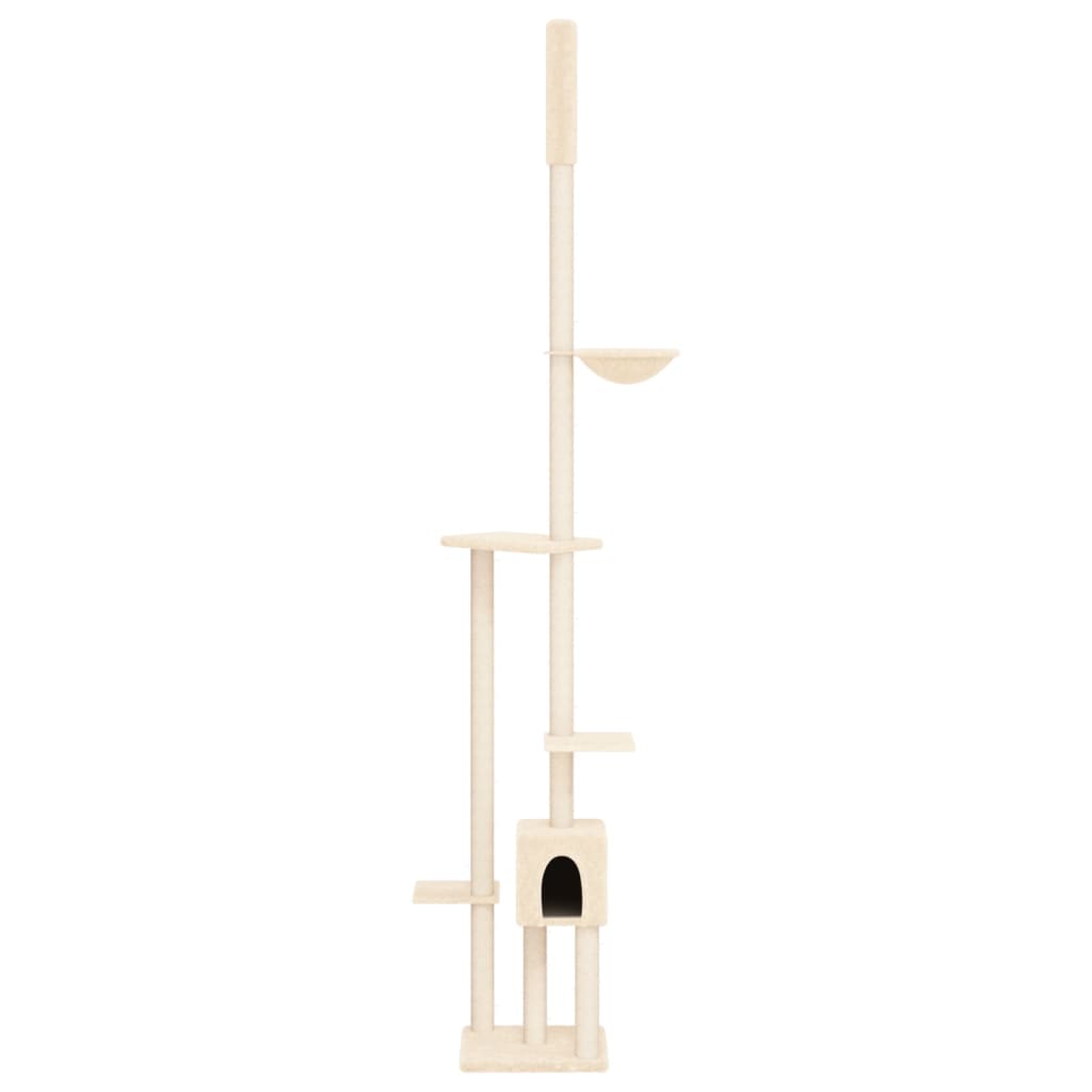 Floor-to-ceiling cat scratching post, cream, 258.5–284.5 cm