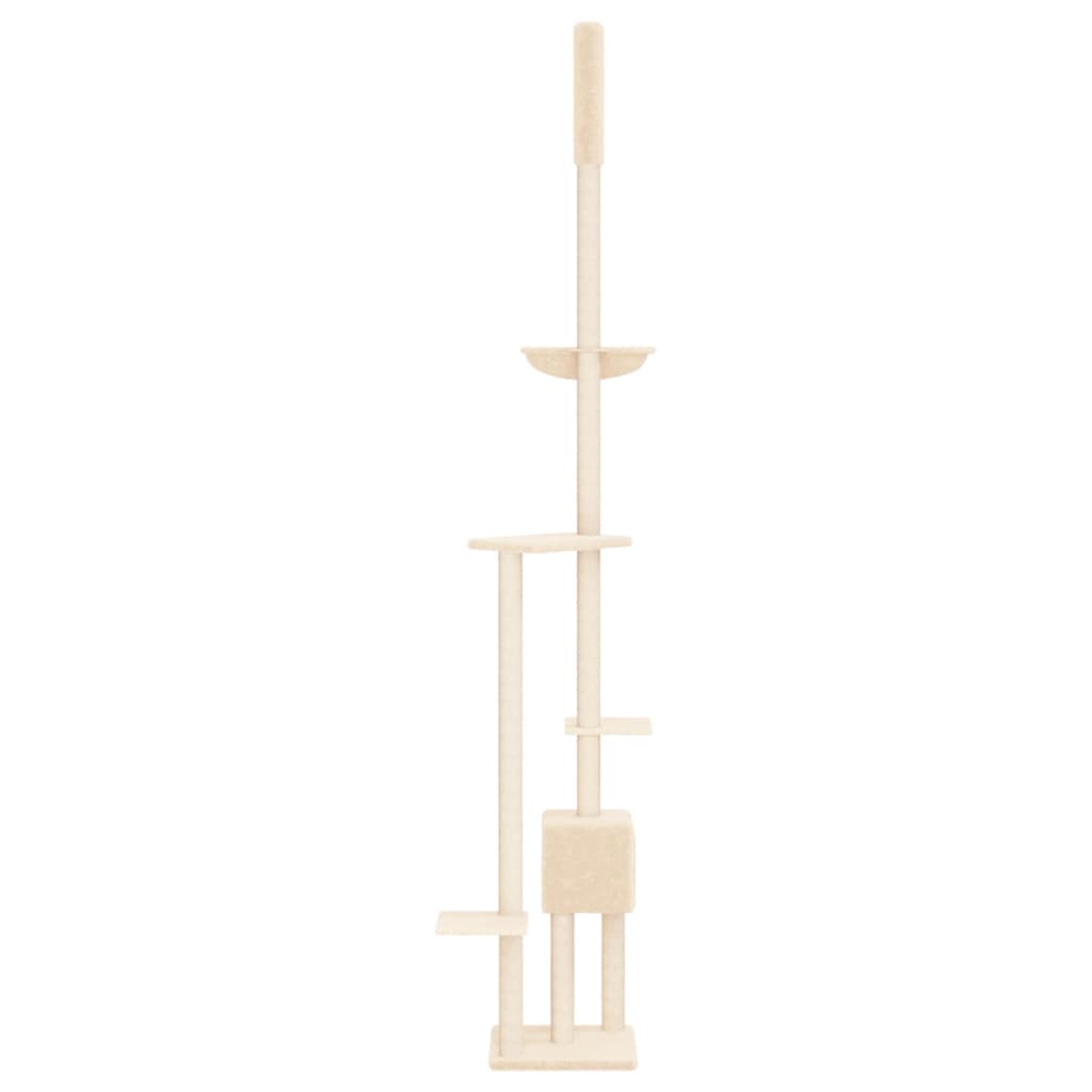 Floor-to-ceiling cat scratching post, cream, 258.5–284.5 cm