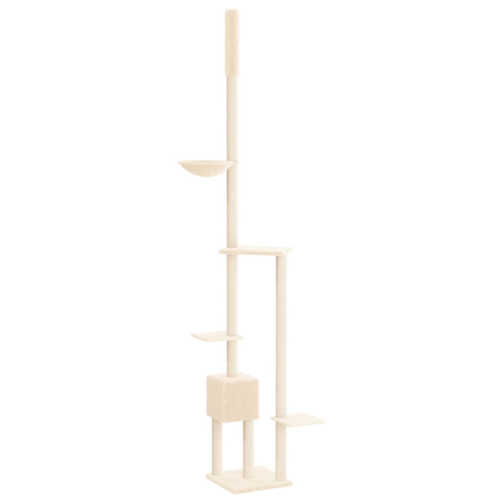 Floor-to-ceiling cat scratching post, cream, 258.5–284.5 cm