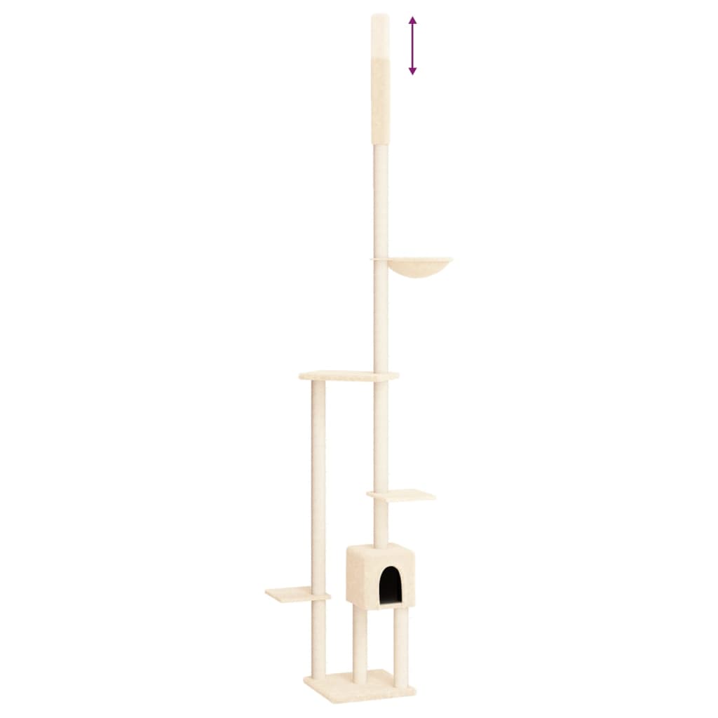 Floor-to-ceiling cat scratching post, cream, 258.5–284.5 cm