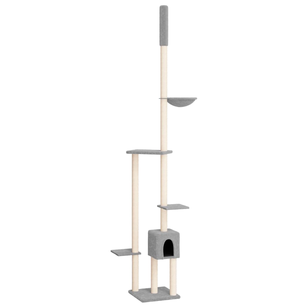 Floor-to-ceiling cat scratching post, light gray, 258.5–284.5 cm