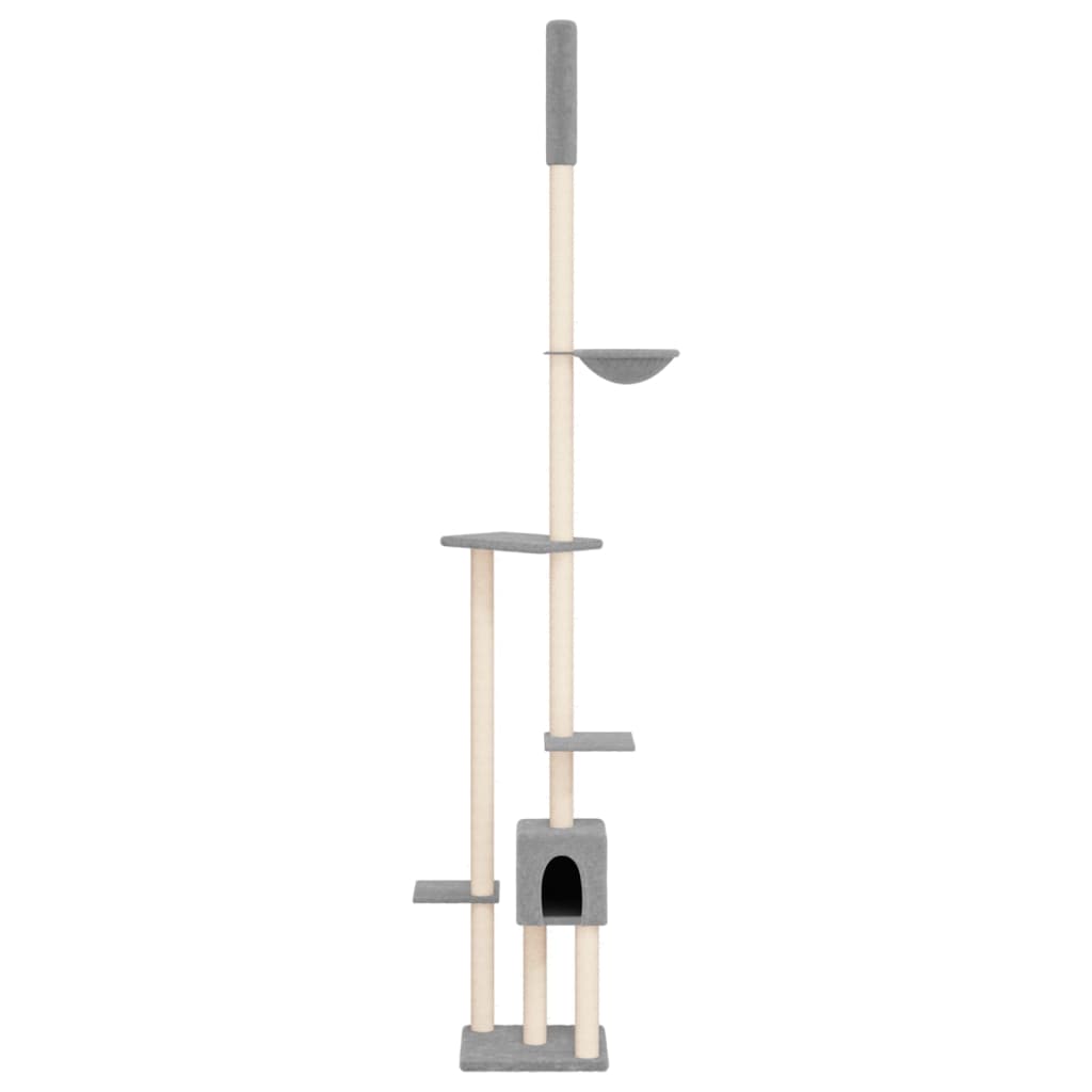 Floor-to-ceiling cat scratching post, light gray, 258.5–284.5 cm