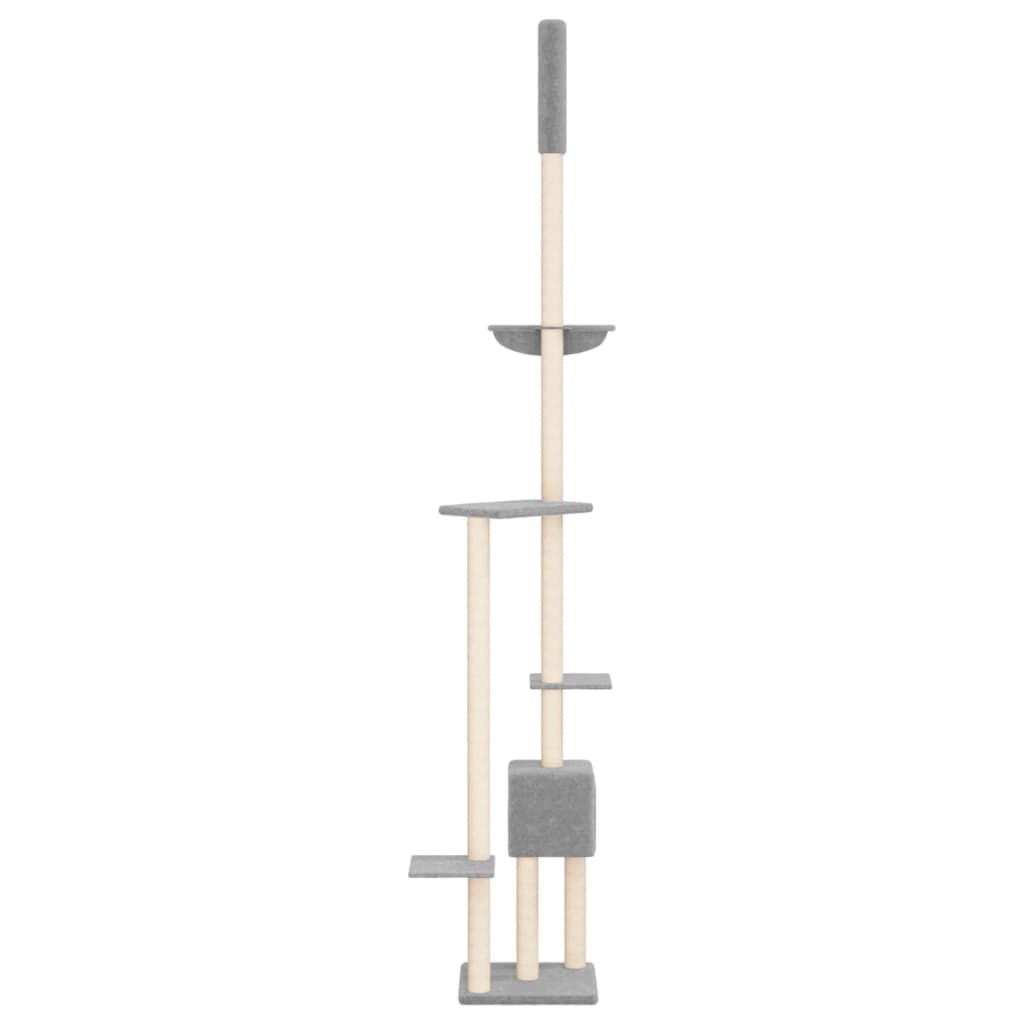 Floor-to-ceiling cat scratching post, light gray, 258.5–284.5 cm