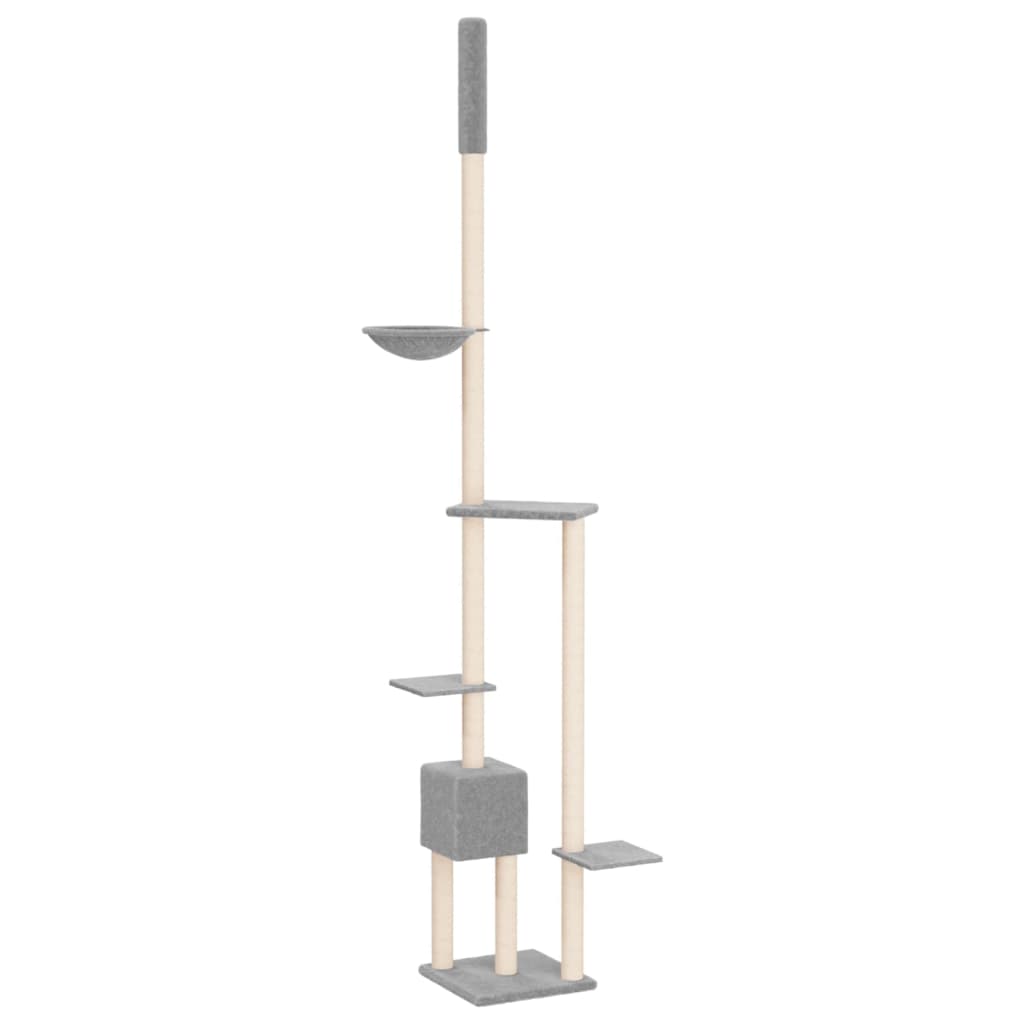 Floor-to-ceiling cat scratching post, light gray, 258.5–284.5 cm