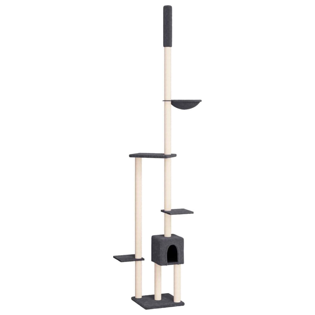 Floor-to-ceiling cat scratching post, dark gray, 258.5–284.5 cm