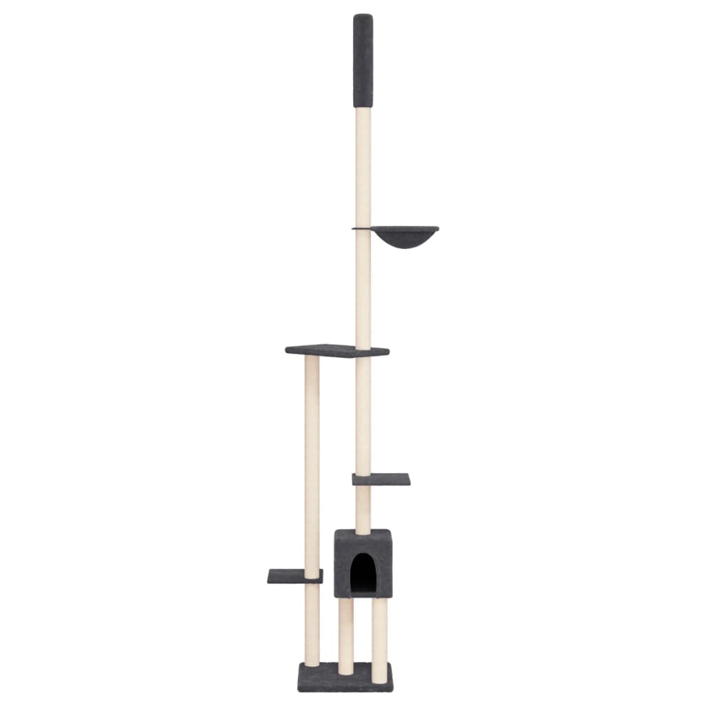 Floor-to-ceiling cat scratching post, dark gray, 258.5–284.5 cm